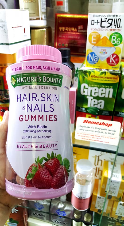 Kẹo dẻo đẹp da, tóc, móng Hair, Skin & Nails Gummies - NATURE'S BOUNTY của  Mỹ - Home Shop - Mỹ phẩm cao cấp nhập khẩu
